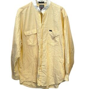 Faconnable Yellow and white striped seersucker Button-Up Shirt size large